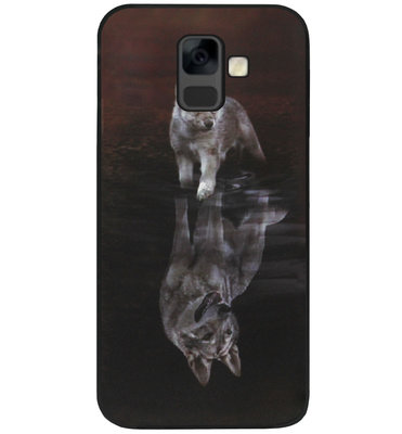ADEL Siliconen Back Cover Softcase Hoesje voor Samsung Galaxy A6 (2018) - Wolven Schaduw Wolf