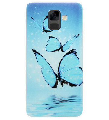 ADEL Siliconen Back Cover Softcase Hoesje voor Samsung Galaxy A6 Plus (2018) - Vlinder Blauw
