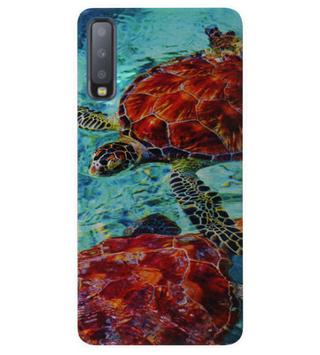 ADEL Siliconen Back Cover Softcase Hoesje voor Samsung Galaxy A7 (2018) - Schildpad Zee