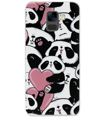 ADEL Siliconen Back Cover Softcase Hoesje voor Samsung Galaxy A8 (2018) - Panda Hartjes