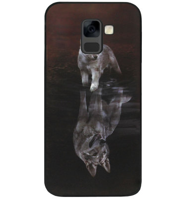 ADEL Siliconen Back Cover Softcase Hoesje voor Samsung Galaxy A8 (2018) - Wolven Schaduw Wolf