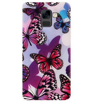 ADEL Siliconen Back Cover Softcase Hoesje voor Samsung Galaxy A8 Plus (2018) - Vlinder Roze