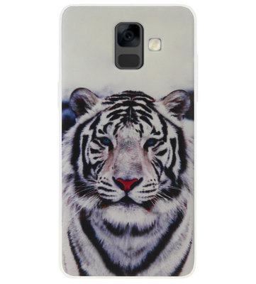 ADEL Siliconen Back Cover Softcase Hoesje voor Samsung Galaxy A6 (2018) - Tijger Wit