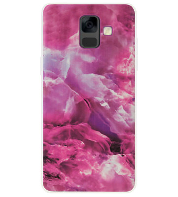 ADEL Siliconen Back Cover Softcase Hoesje voor Samsung Galaxy A6 (2018) - Marmer Roze