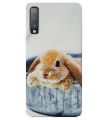 ADEL Siliconen Back Cover Softcase Hoesje voor Samsung Galaxy A7 (2018) - Konijn Broekzak