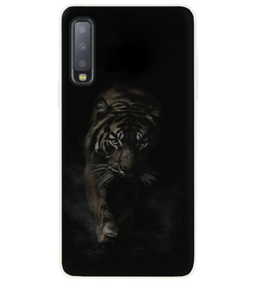ADEL Siliconen Back Cover Softcase Hoesje voor Samsung Galaxy A7 (2018) - Tijger Wild