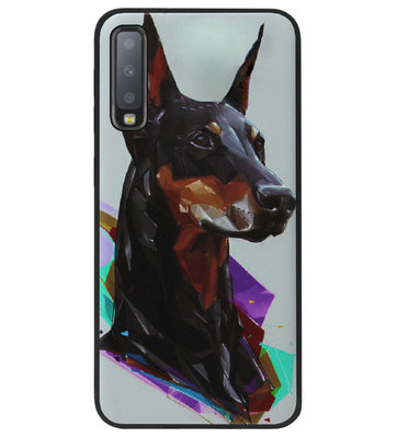ADEL Siliconen Back Cover Softcase Hoesje voor Samsung Galaxy A7 (2018) - Doberman Pinscher Hond