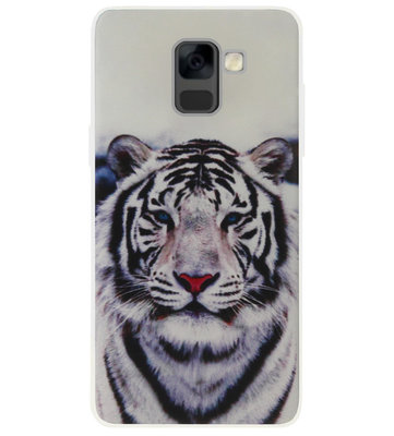 ADEL Siliconen Back Cover Softcase Hoesje voor Samsung Galaxy A8 (2018) - Tijger Wit