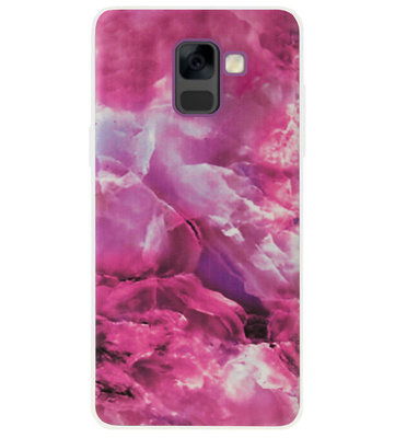 ADEL Siliconen Back Cover Softcase Hoesje voor Samsung Galaxy A8 (2018) - Marmer Roze