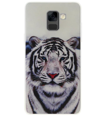 ADEL Siliconen Back Cover Softcase Hoesje voor Samsung Galaxy A8 Plus (2018) - Tijger Wit
