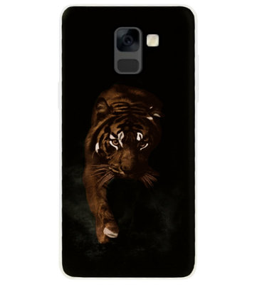 ADEL Siliconen Back Cover Softcase Hoesje voor Samsung Galaxy A8 Plus (2018) - Tijger Stoer