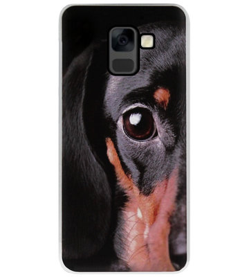 ADEL Siliconen Back Cover Softcase Hoesje voor Samsung Galaxy A8 Plus (2018) - Teckel Hond