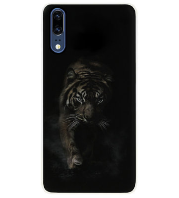 ADEL Siliconen Back Cover Softcase Hoesje voor Huawei P20 - Tijger