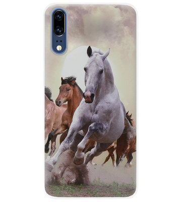 ADEL Siliconen Back Cover Softcase Hoesje voor Huawei P20 - Paarden