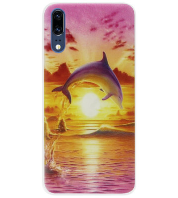 ADEL Siliconen Back Cover Softcase Hoesje voor Huawei P20 - Dolfijn Roze