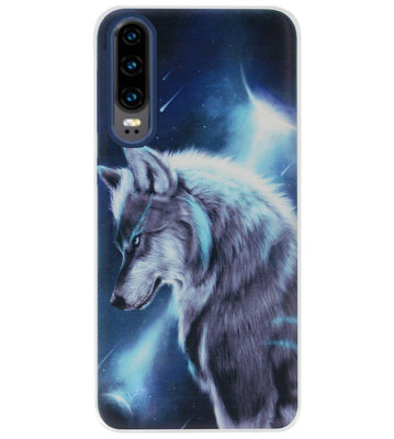 ADEL Siliconen Back Cover Softcase Hoesje voor Huawei P30 - Wolf