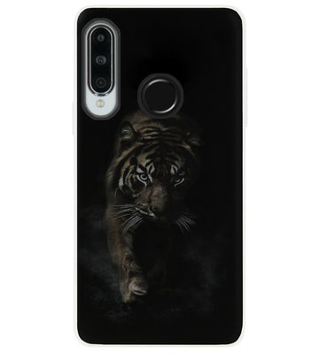 ADEL Siliconen Back Cover Softcase Hoesje voor Huawei P30 Lite - Tijger