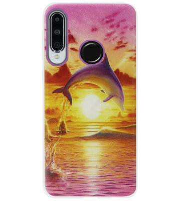 ADEL Siliconen Back Cover Softcase Hoesje voor Huawei P30 Lite - Dolfijn Roze