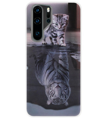 ADEL Siliconen Back Cover Softcase Hoesje voor Huawei P30 Pro - Poezen Schaduw Tijger