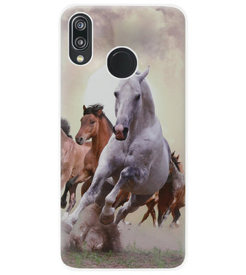 ADEL Siliconen Back Cover Softcase Hoesje voor Huawei P20 Lite (2018) - Paarden