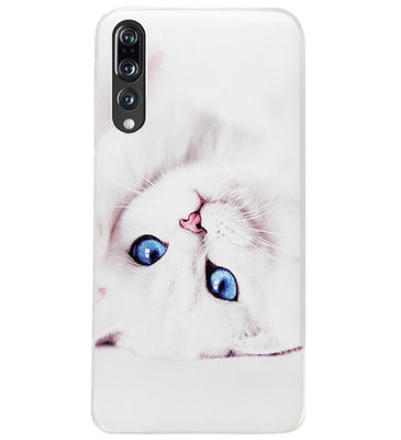 ADEL Siliconen Back Cover Softcase Hoesje voor Huawei P20 Pro - Kat Wit