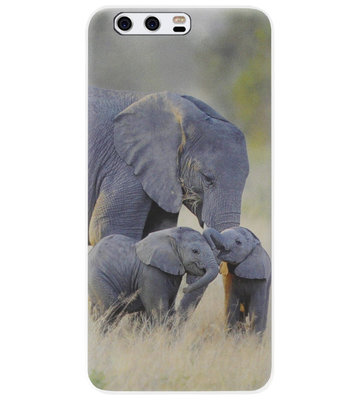 ADEL Siliconen Back Cover Softcase Hoesje voor Huawei P10 - Olifant Familie