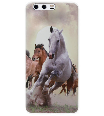 ADEL Siliconen Back Cover Softcase Hoesje voor Huawei P10 - Paarden