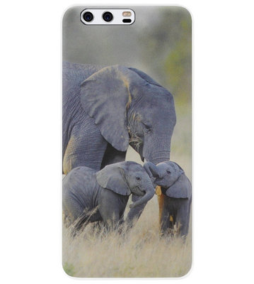 ADEL Siliconen Back Cover Softcase Hoesje voor Huawei P10 Plus - Olifant Familie