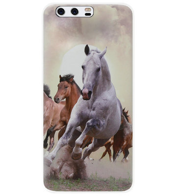 ADEL Siliconen Back Cover Softcase Hoesje voor Huawei P10 Plus - Paarden