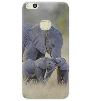 ADEL Siliconen Back Cover Softcase Hoesje voor Huawei P10 Lite - Olifant Familie