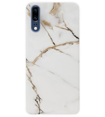 ADEL Siliconen Back Cover Softcase Hoesje voor Huawei P20 - Marmer Goud