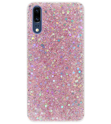 ADEL Premium Siliconen Back Cover Softcase Hoesje voor Huawei P20 - Bling Bling Roze
