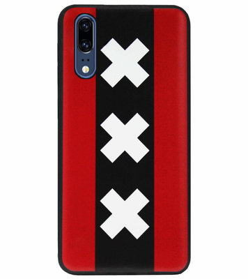 ADEL Siliconen Back Cover Softcase Hoesje voor Huawei P20 - Amsterdam Andreaskruisen
