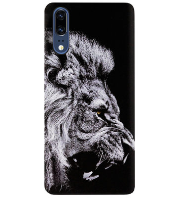 ADEL Siliconen Back Cover Softcase Hoesje voor Huawei P20 - Leeuw Zwart