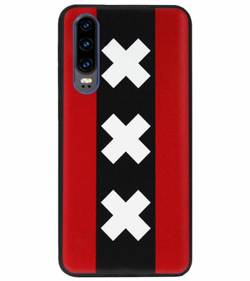 ADEL Siliconen Back Cover Softcase Hoesje voor Huawei P30 - Amsterdam Andreaskruisen