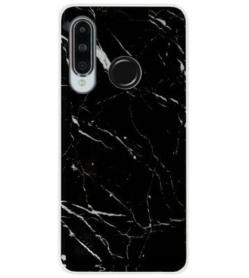 ADEL Siliconen Back Cover Softcase Hoesje voor Huawei P30 Lite - Marmer Zwart