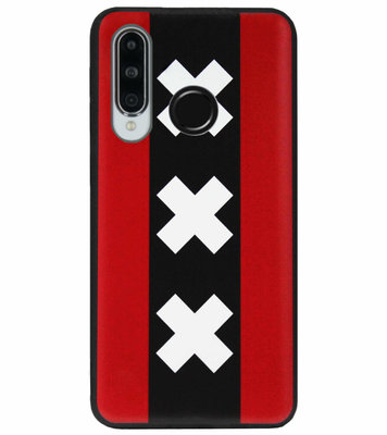 ADEL Siliconen Back Cover Softcase Hoesje voor Huawei P30 Lite - Amsterdam Andreaskruisen