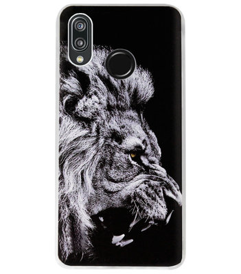 ADEL Siliconen Back Cover Softcase Hoesje voor Huawei P20 Lite (2018) - Leeuw Zwart