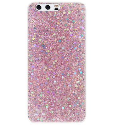 ADEL Premium Siliconen Back Cover Softcase Hoesje voor Huawei P10 - Bling Bling Roze