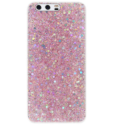 ADEL Premium Siliconen Back Cover Softcase Hoesje voor Huawei P10 - Bling Bling Roze