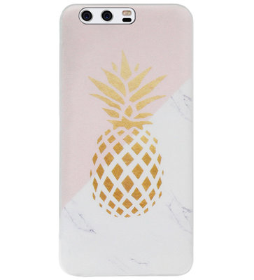 ADEL Siliconen Back Cover Softcase Hoesje voor Huawei P10 - Ananas Roze Goud