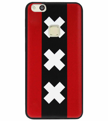ADEL Siliconen Back Cover Softcase Hoesje voor Huawei P10 Lite - Amsterdam Andreaskruisen