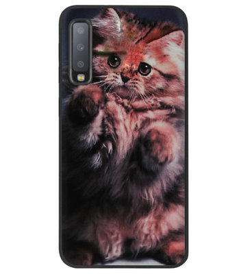 ADEL Siliconen Back Cover Softcase Hoesje voor Samsung Galaxy A7 (2018) - Kat Schattig