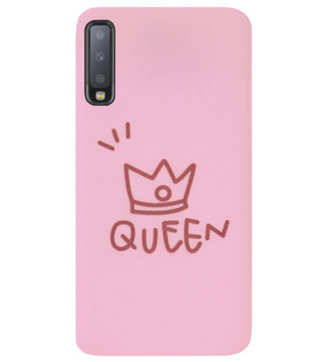 ADEL Siliconen Back Cover Softcase Hoesje voor Samsung Galaxy A7 (2018) - Queen Roze