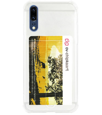 ADEL Siliconen Back Cover Softcase Hoesje voor Huawei P20 - Pasjeshouder Doorzichtig