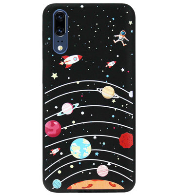 ADEL Siliconen Back Cover Softcase Hoesje voor Huawei P20 - Heelal Universum