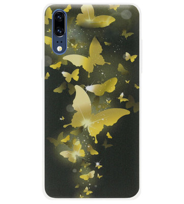 ADEL Siliconen Back Cover Softcase Hoesje voor Huawei P20 - Vlinder Goud