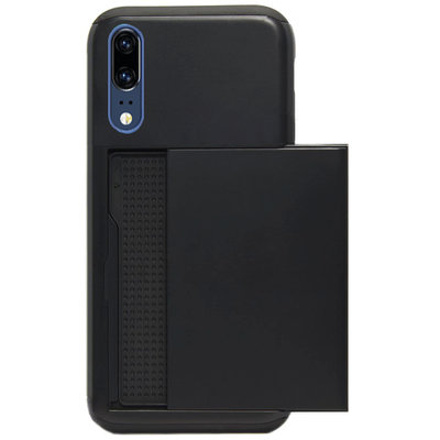 ADEL Kunststof Back Cover Hardcase Hoesje voor Huawei P20 - Pasjeshouder Zwart