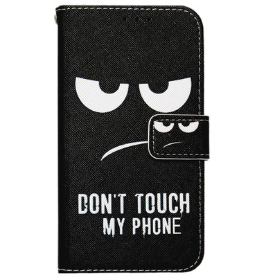 ADEL Kunstleren Book Case Portemonnee Pasjes Hoesje voor Samsung Galaxy A8 Plus (2018) - Don't Touch My Phone