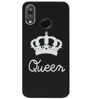 ADEL Siliconen Back Cover Softcase Hoesje voor Huawei P20 Lite (2018) - Queen Zwart